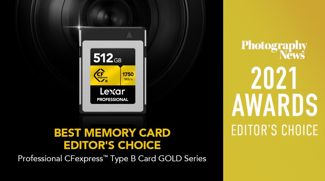 Lexar Professional 1750 CFexpress memory card with 2021 photography news editor's choice award