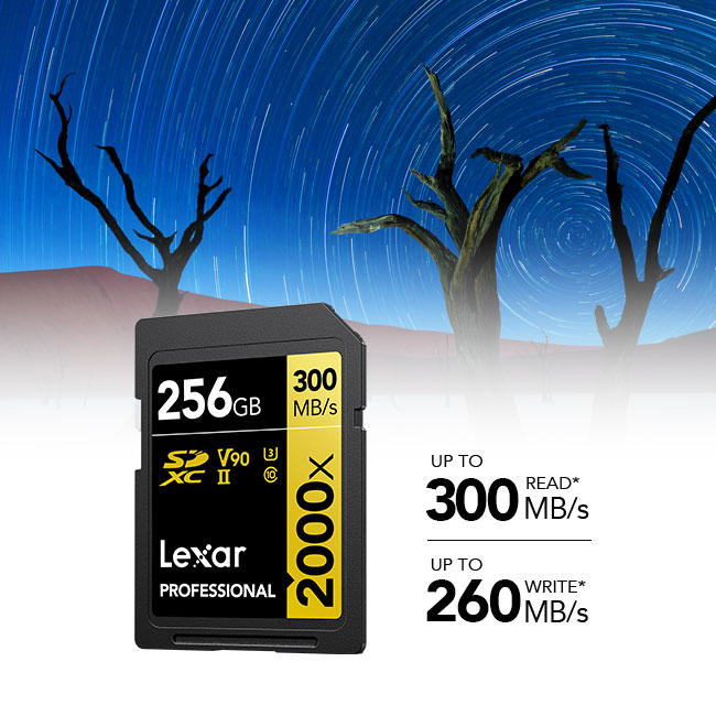 Lexar® Professional 2000x SDHC™/SDXC™ UHS-II Card GOLD Series | Lexar